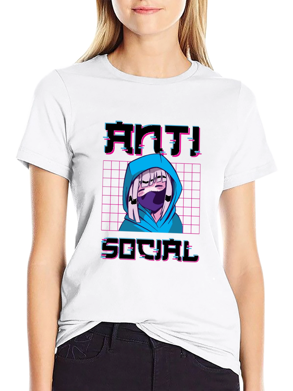 Anti-Social Anime T-Shirt - Vaporwave Aesthetic