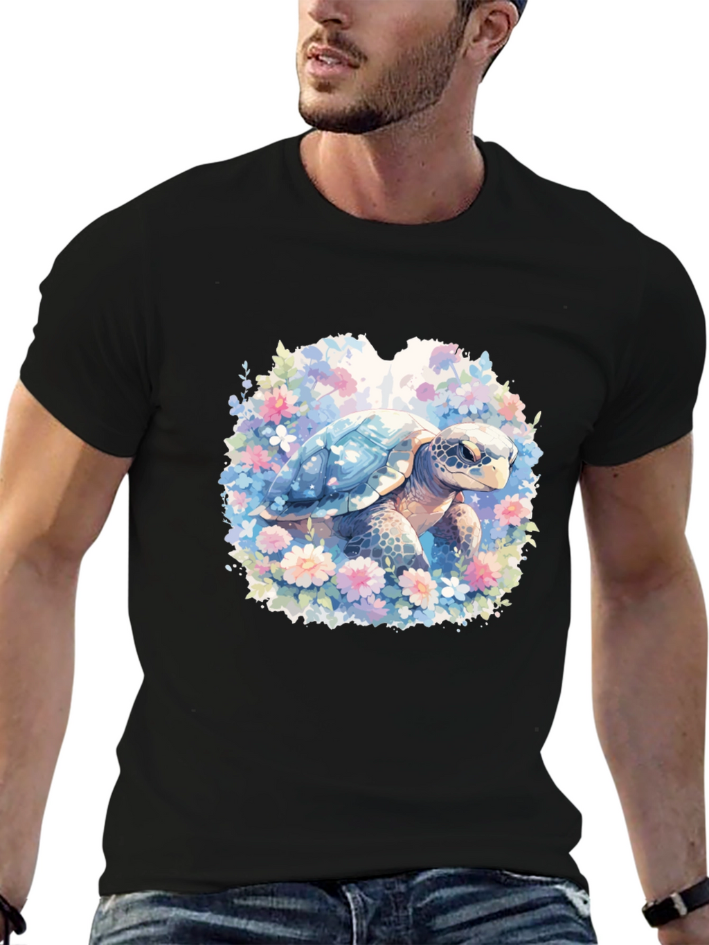 Sea Turtle Floral Graphic T-Shirt