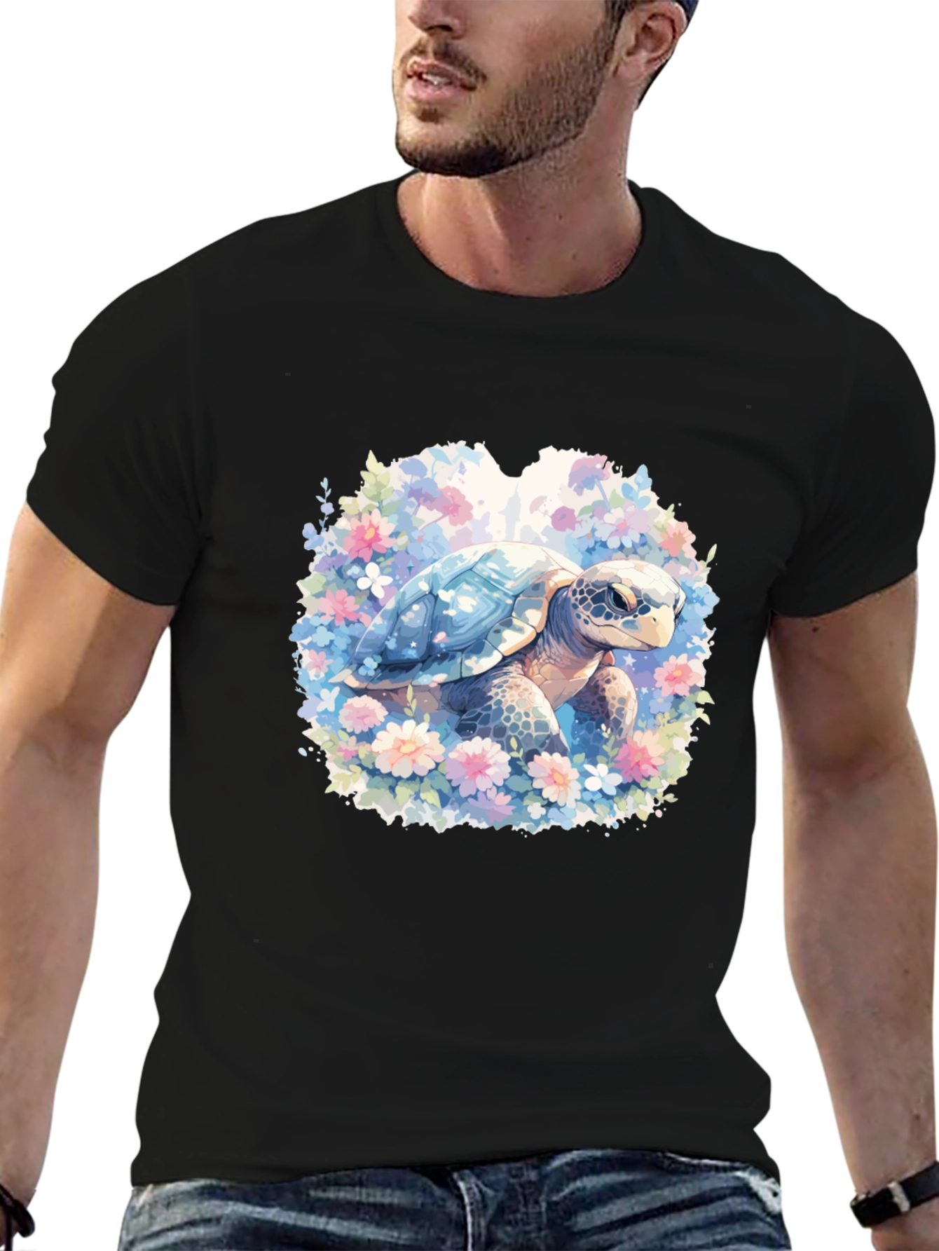 Sea Turtle Floral Graphic T-Shirt