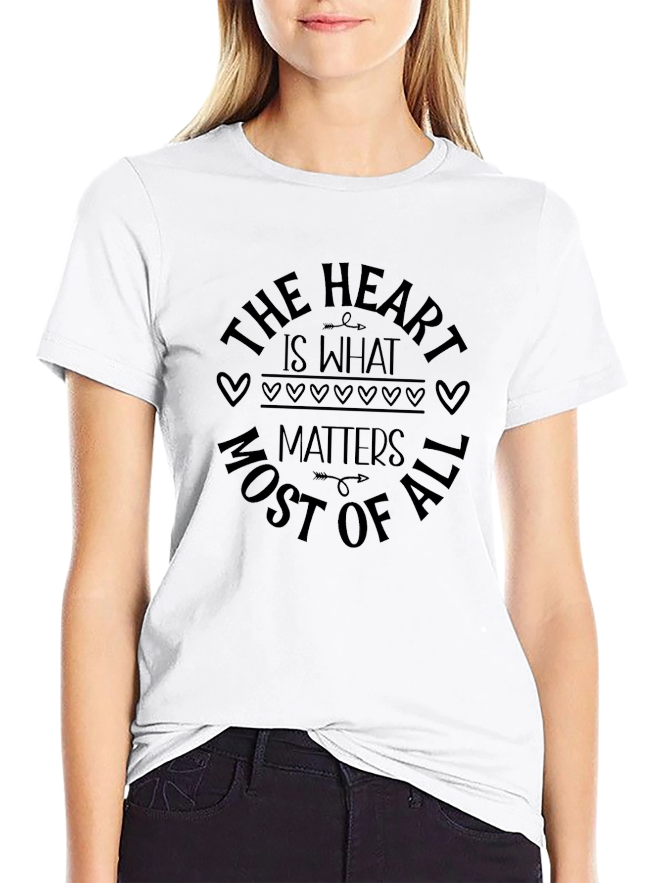 Heart Matters T-Shirt - Black Crew Neck Tee