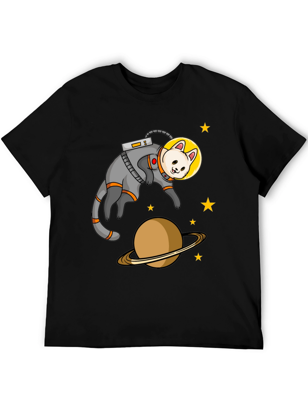 Astronaut Cat Black T-Shirt
