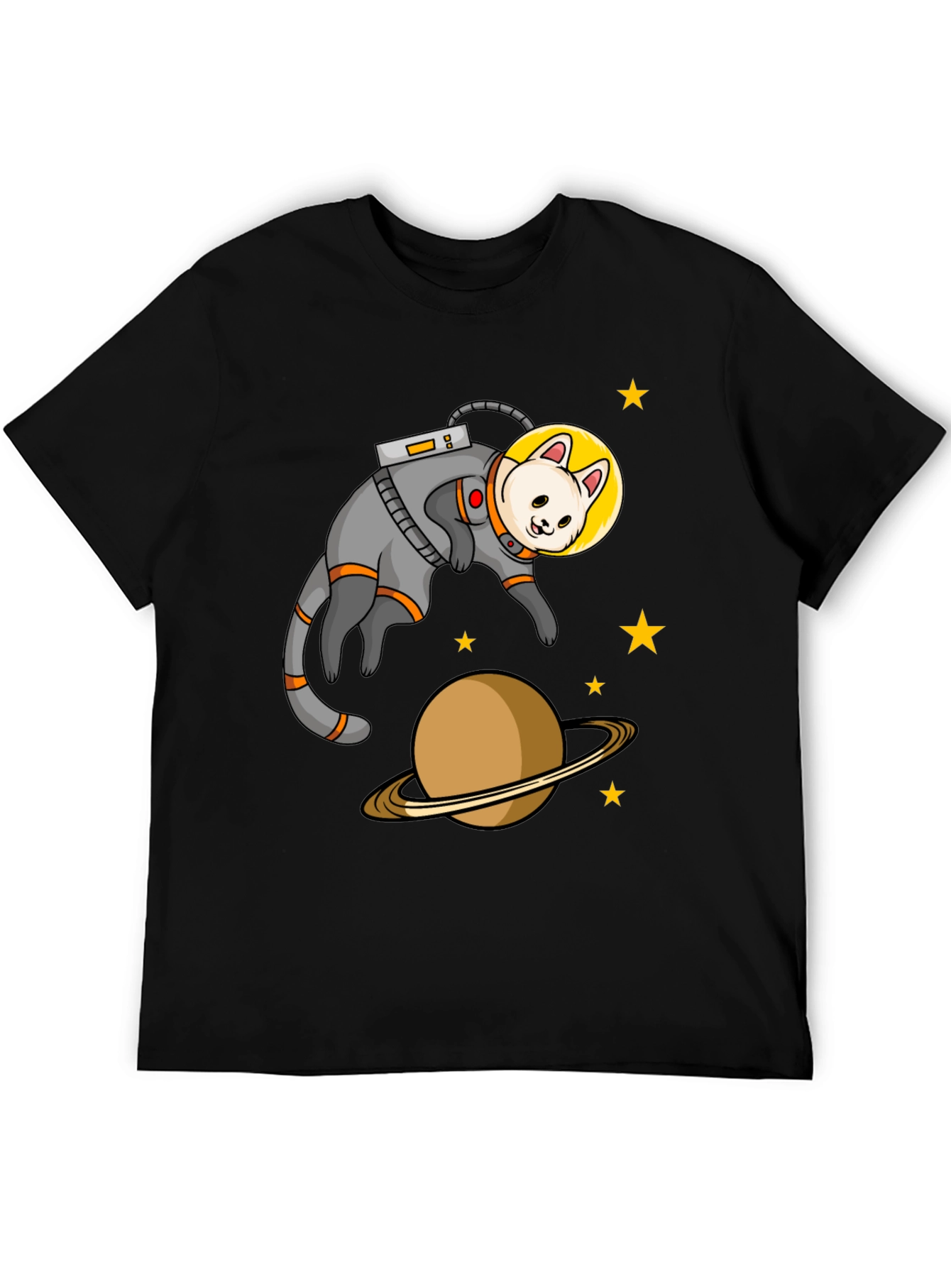 Astronaut Cat Black T-Shirt