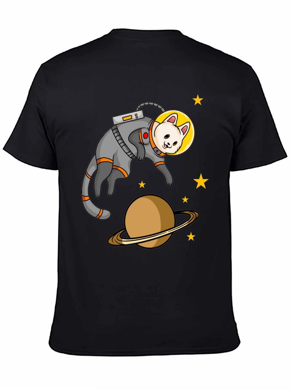 Astronaut Cat Black T-Shirt