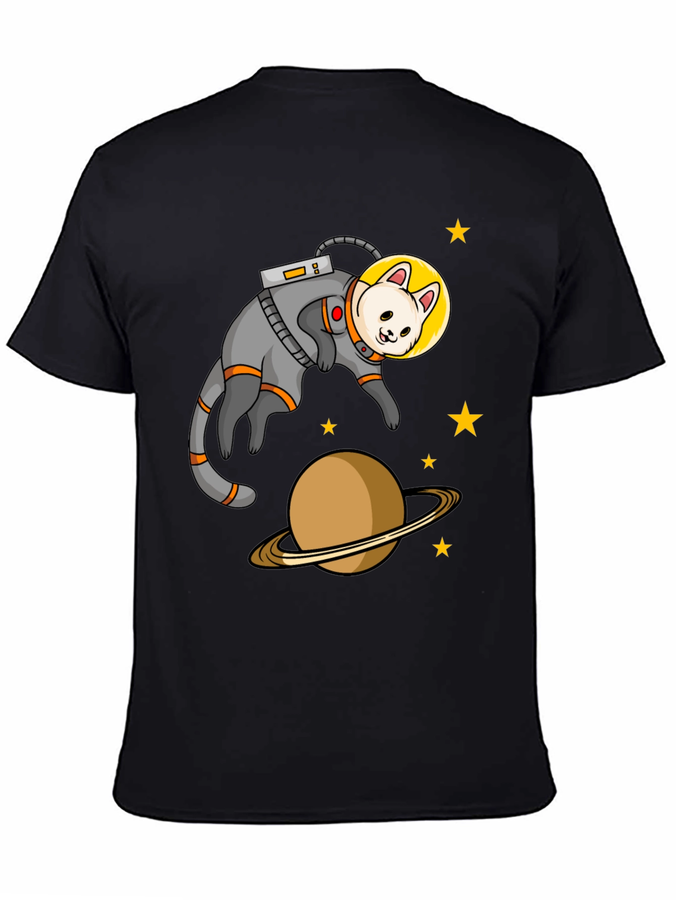 Astronaut Cat Black T-Shirt