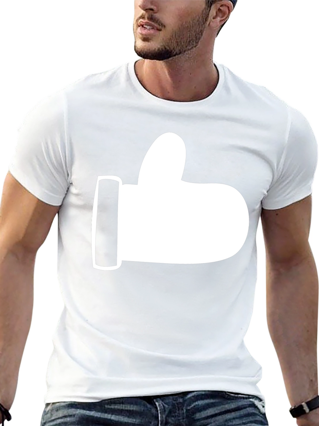 Thumbs Up Graphic Tee - Black Cotton T-Shirt