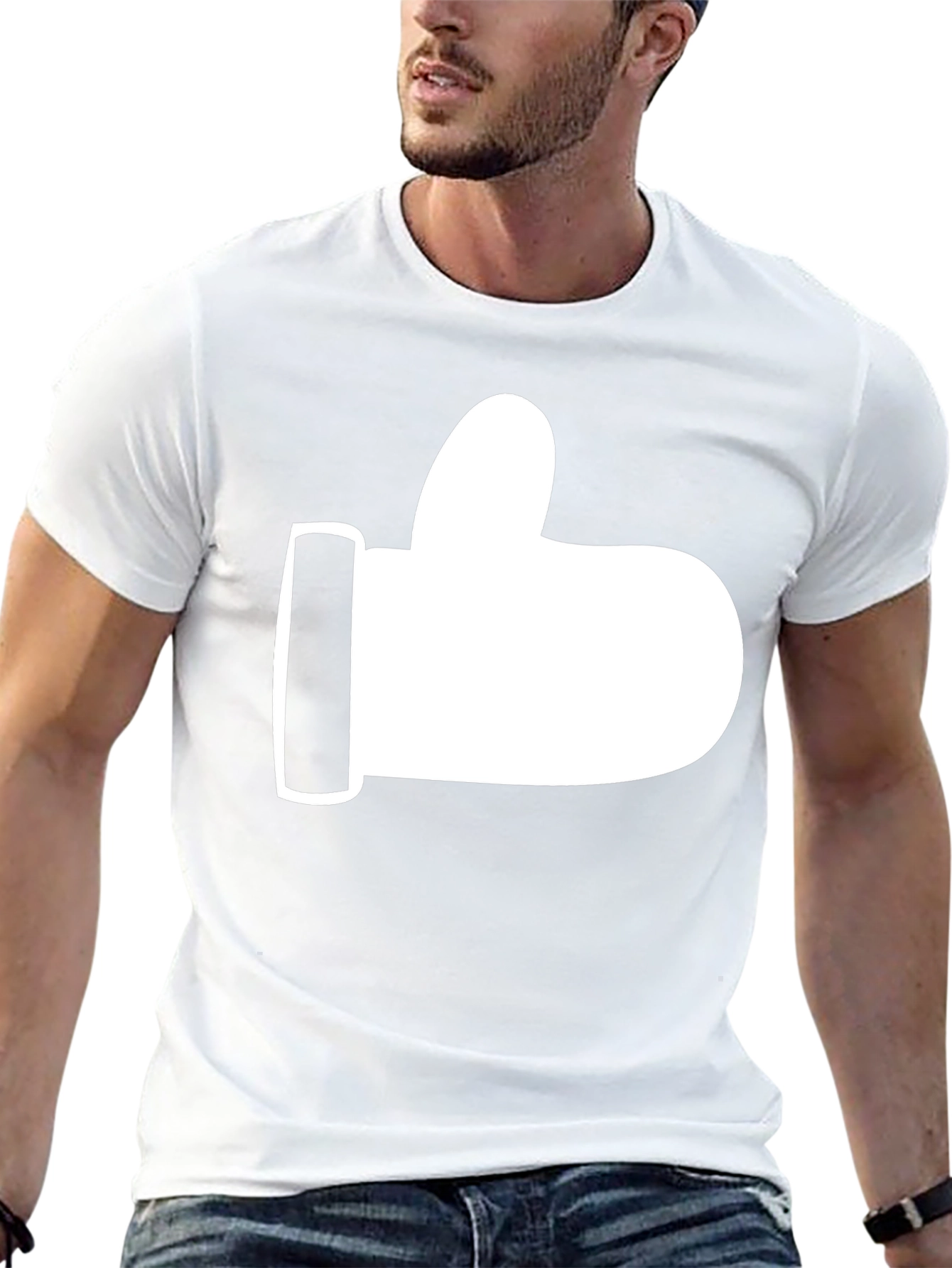 Thumbs Up Graphic Tee - Black Cotton T-Shirt