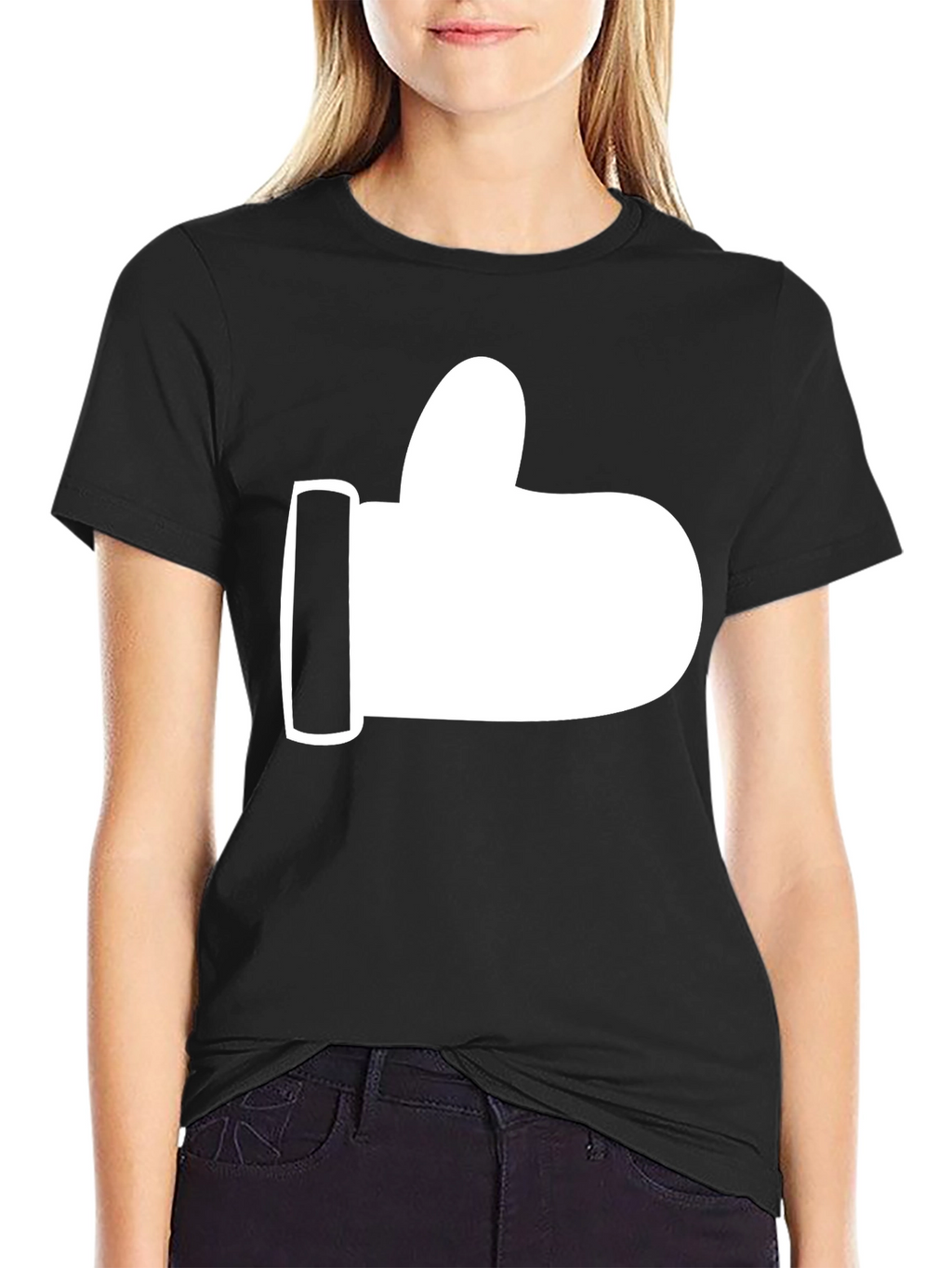 Thumbs Up Graphic Tee - Black Cotton T-Shirt