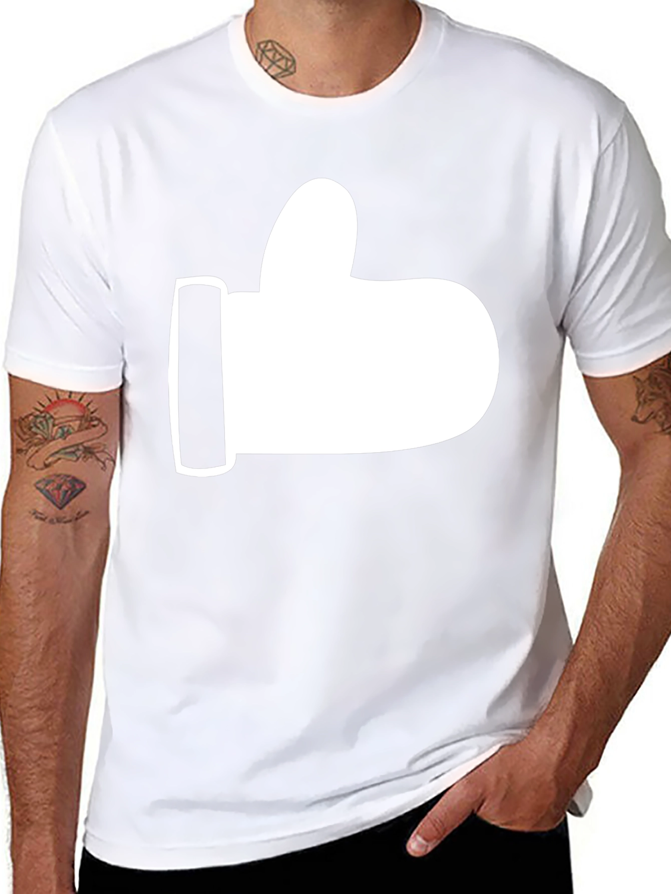 Thumbs Up Graphic Tee - Black Cotton T-Shirt