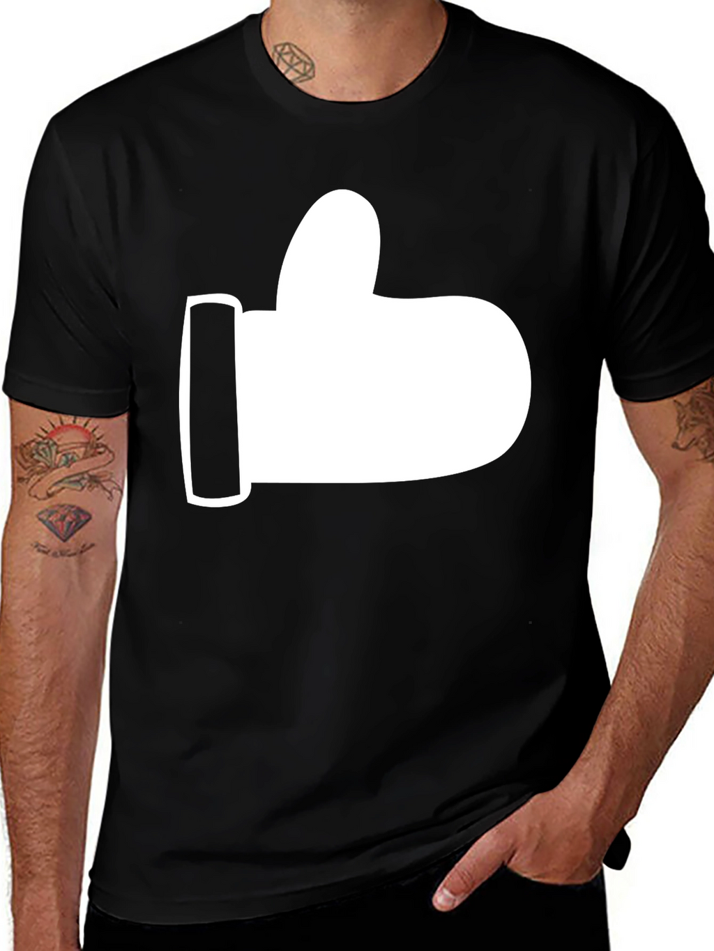 Thumbs Up Graphic Tee - Black Cotton T-Shirt