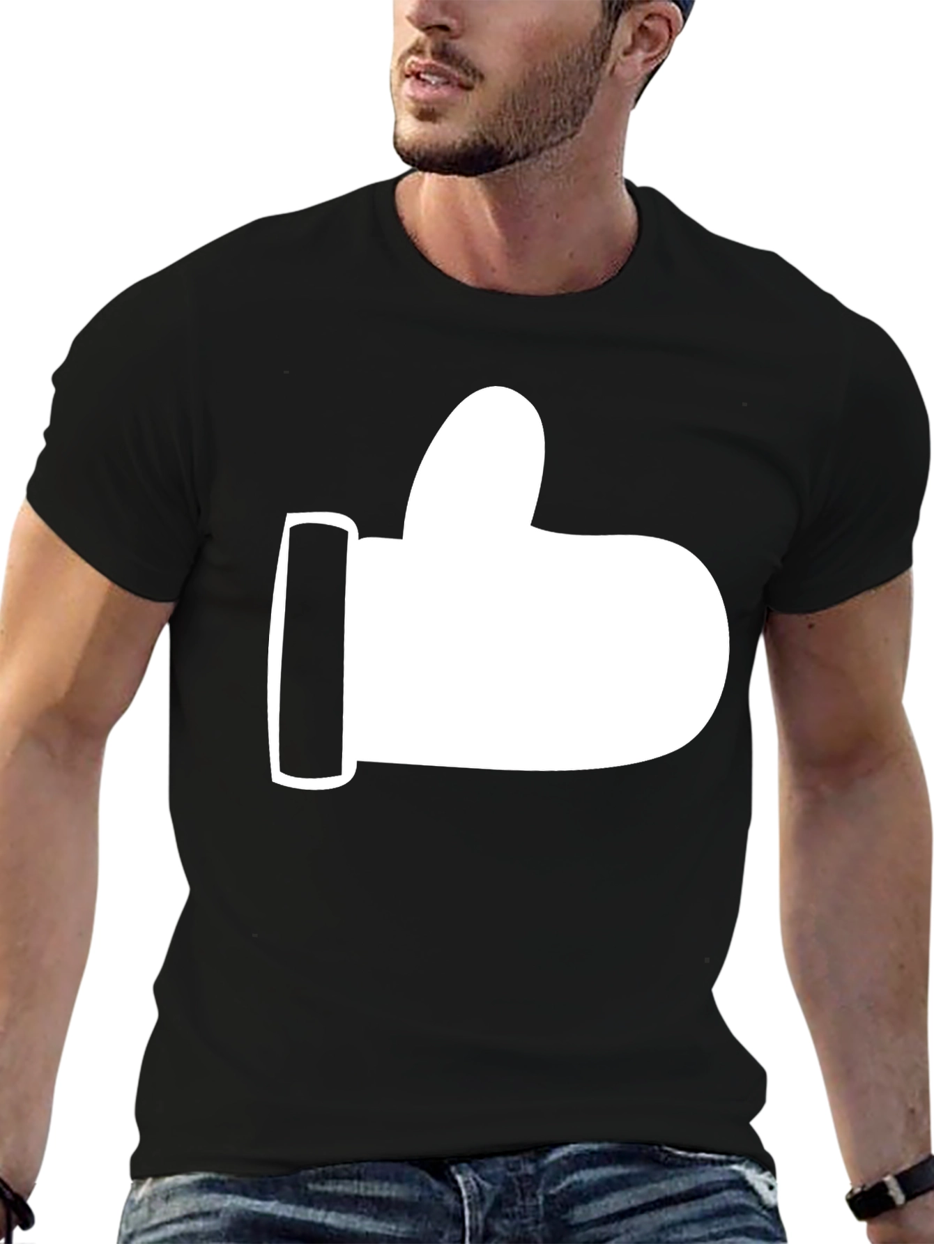 Thumbs Up Graphic Tee - Black Cotton T-Shirt