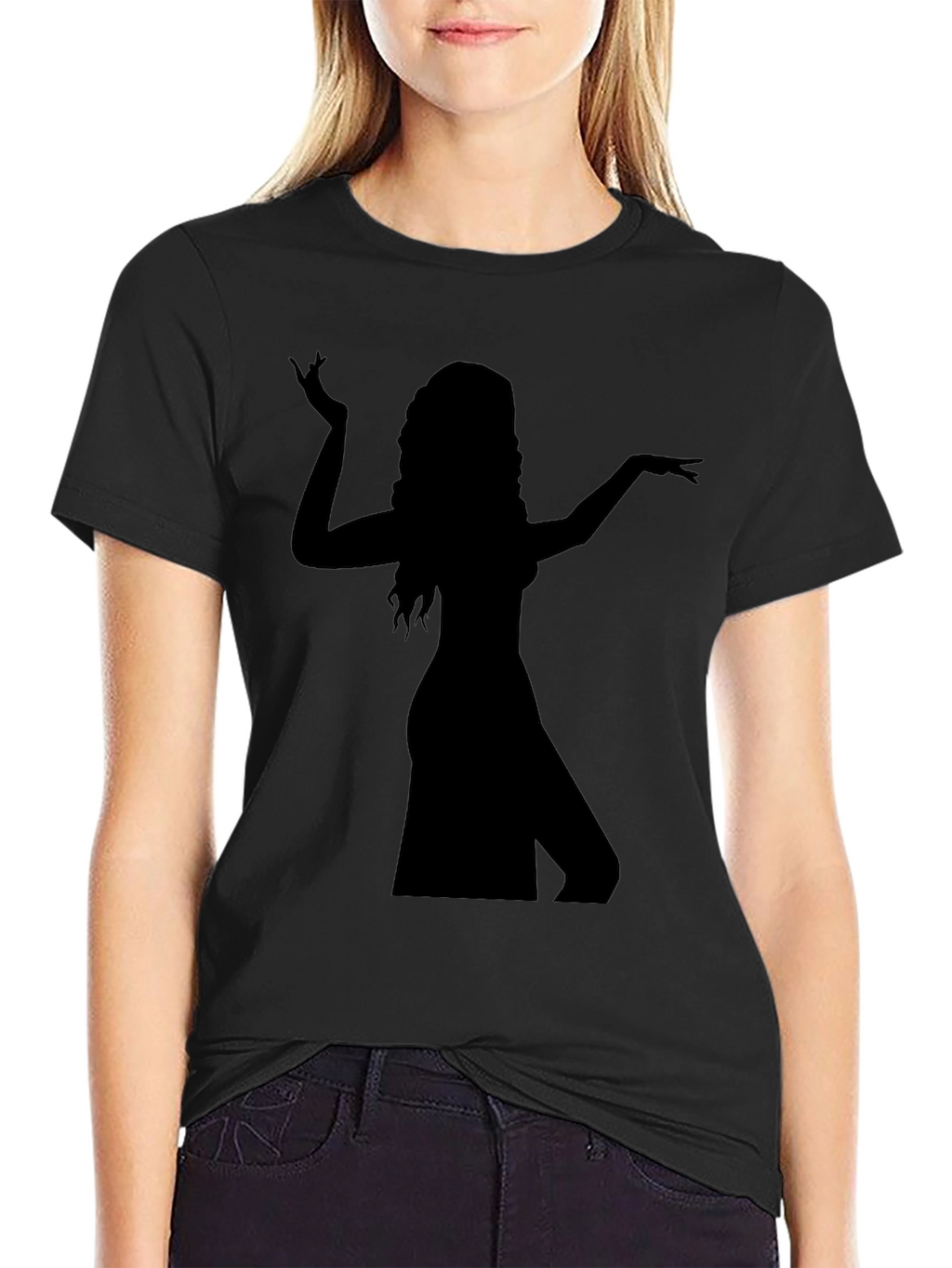 Silhouette Dancer Graphic Tee - Black Cotton T-Shirt