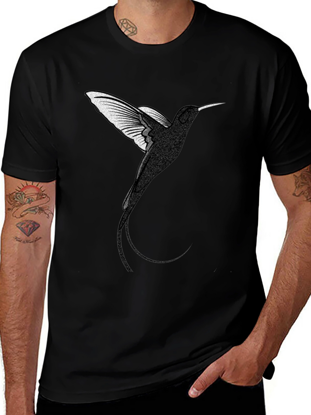 Hummingbird Graphic Tee - Mens Black T-Shirt