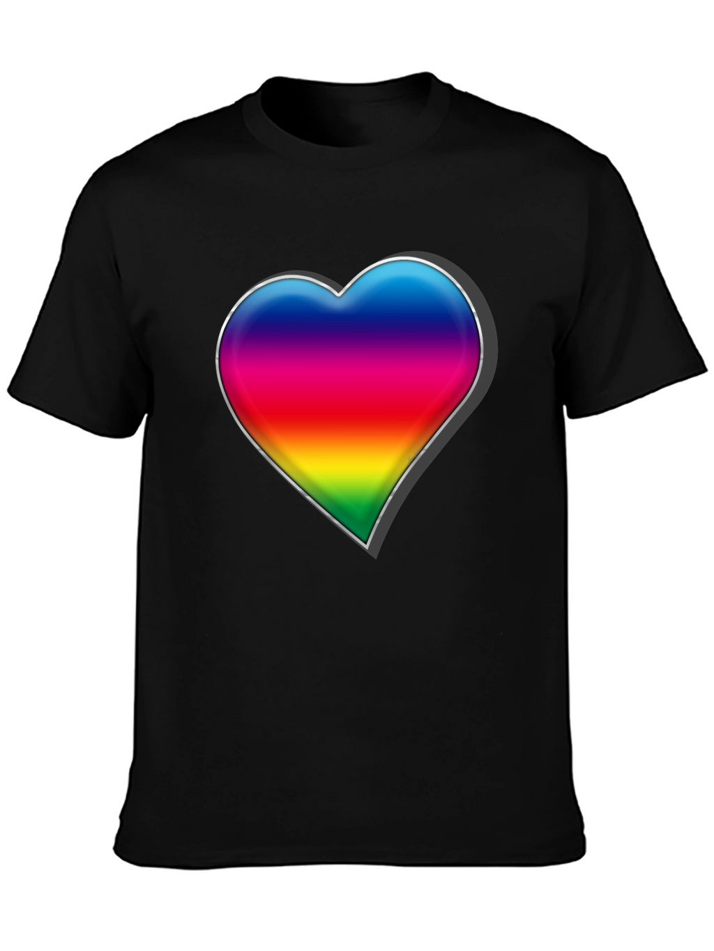 Rainbow Heart Graphic Tee - Black Cotton Blend Shirt