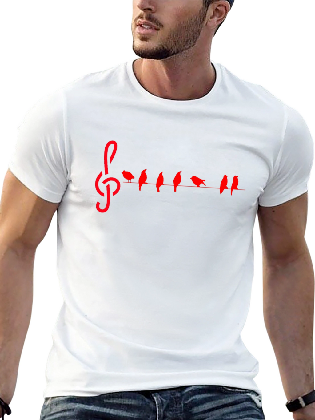 Musical Birds Treble Clef Graphic Tee - Black