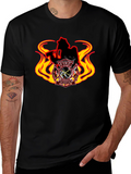 Firefighter T-Shirt - Flame Design Black Tee