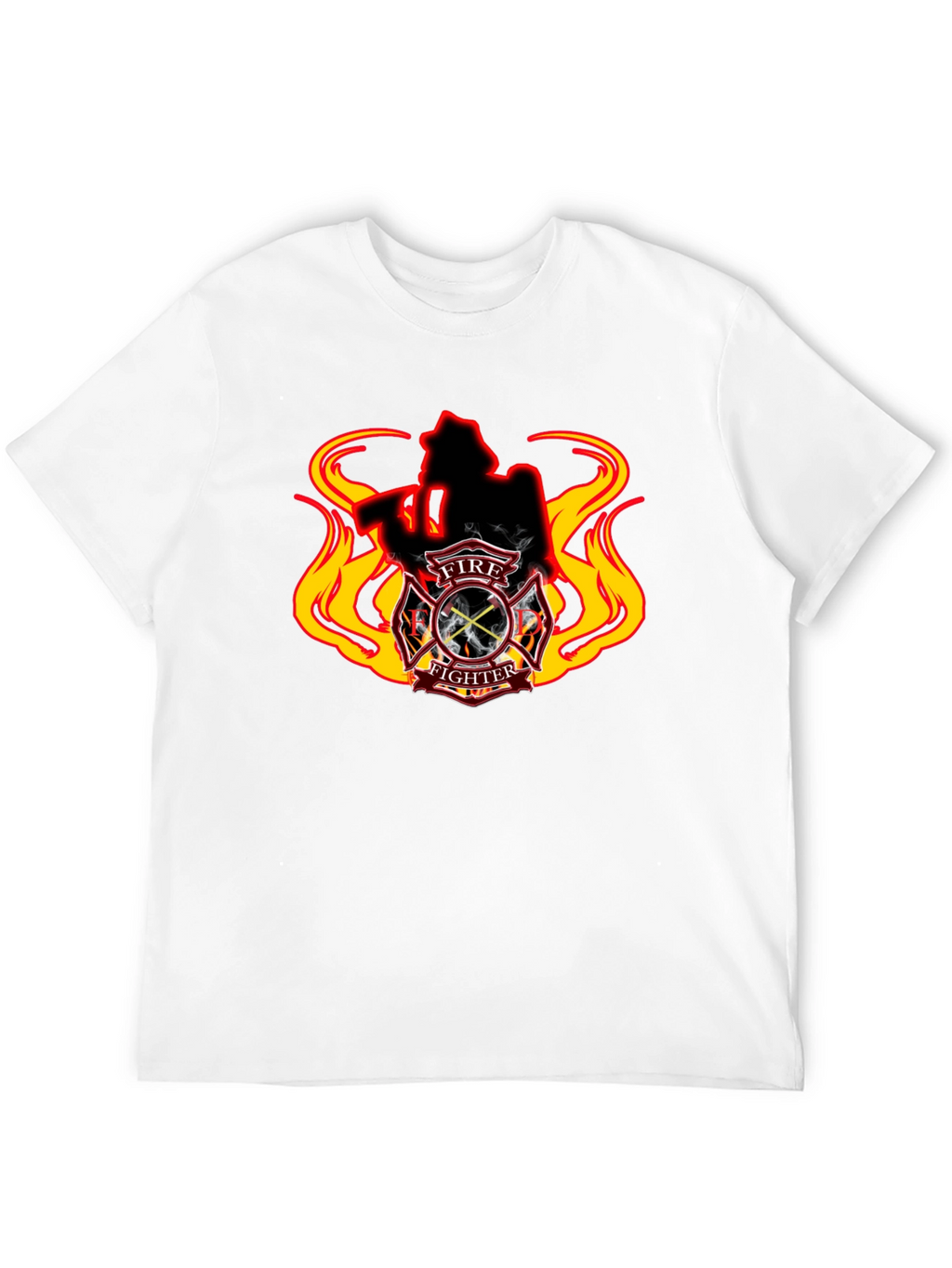 Firefighter T-Shirt - Flame Design Black Tee