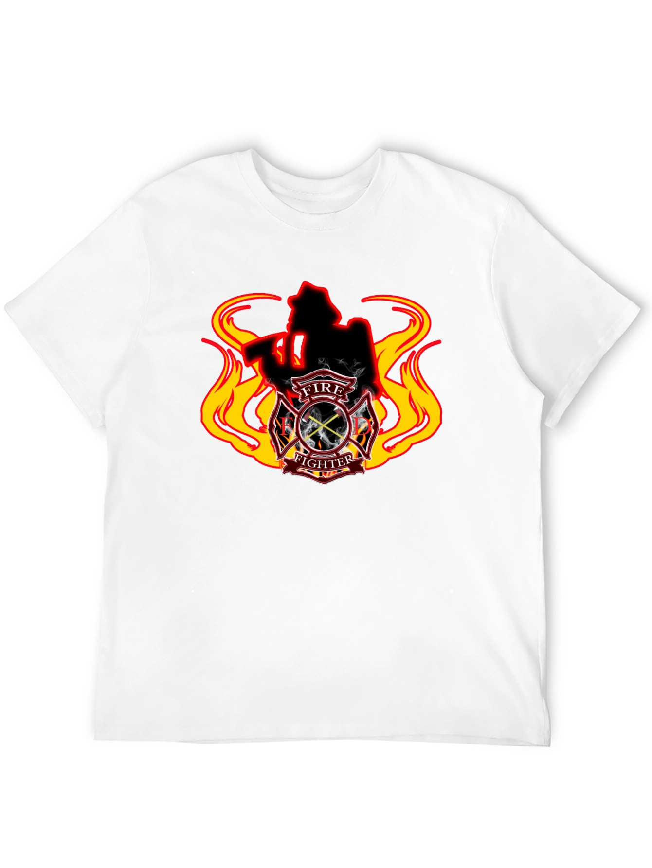 Firefighter T-Shirt - Flame Design Black Tee