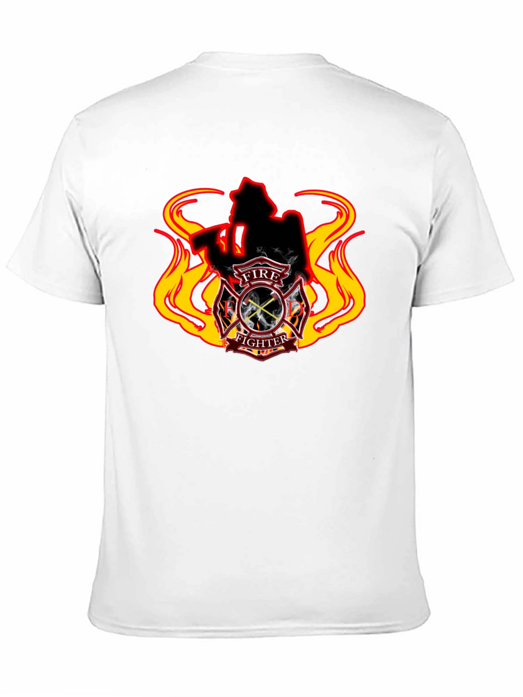 Firefighter T-Shirt - Flame Design Black Tee