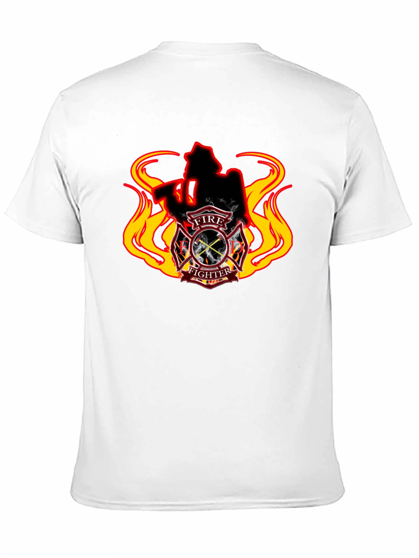 Firefighter T-Shirt - Flame Design Black Tee