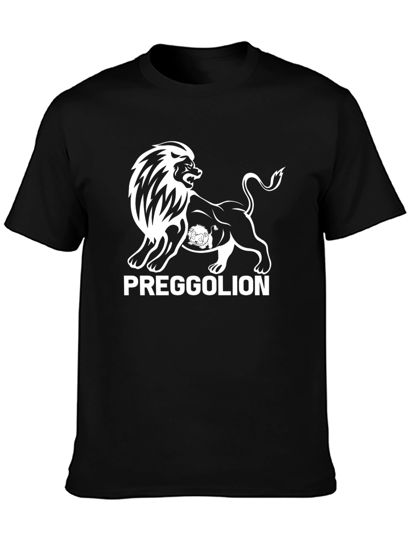 Preggolion Black T-Shirt - Lion Graphic Tee