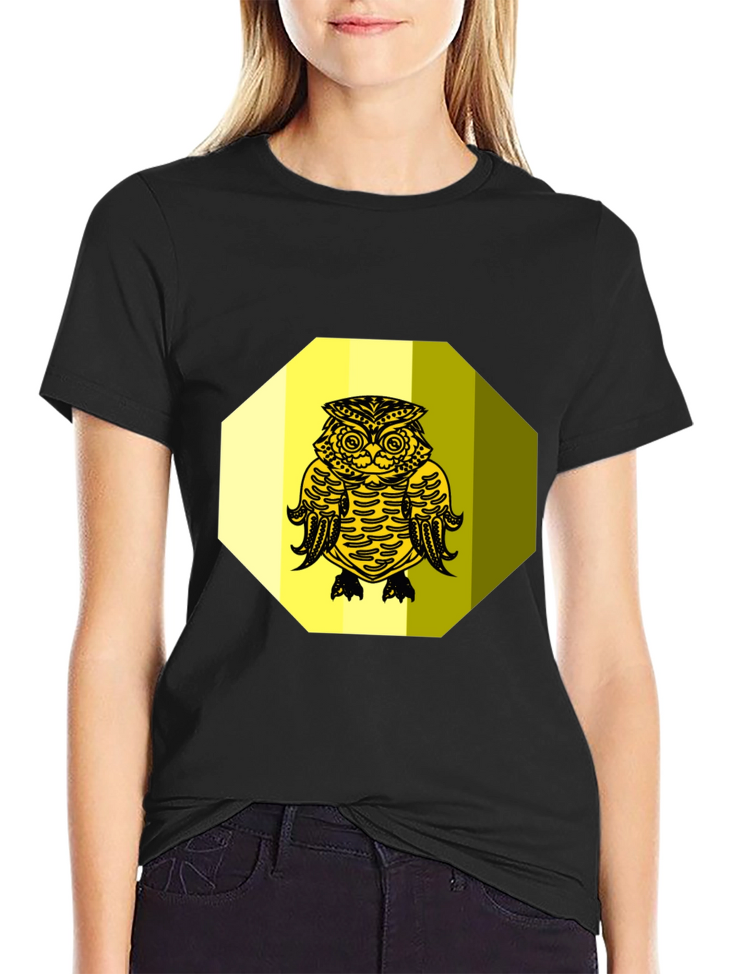 Owl Graphic Tee - Black Cotton Blend