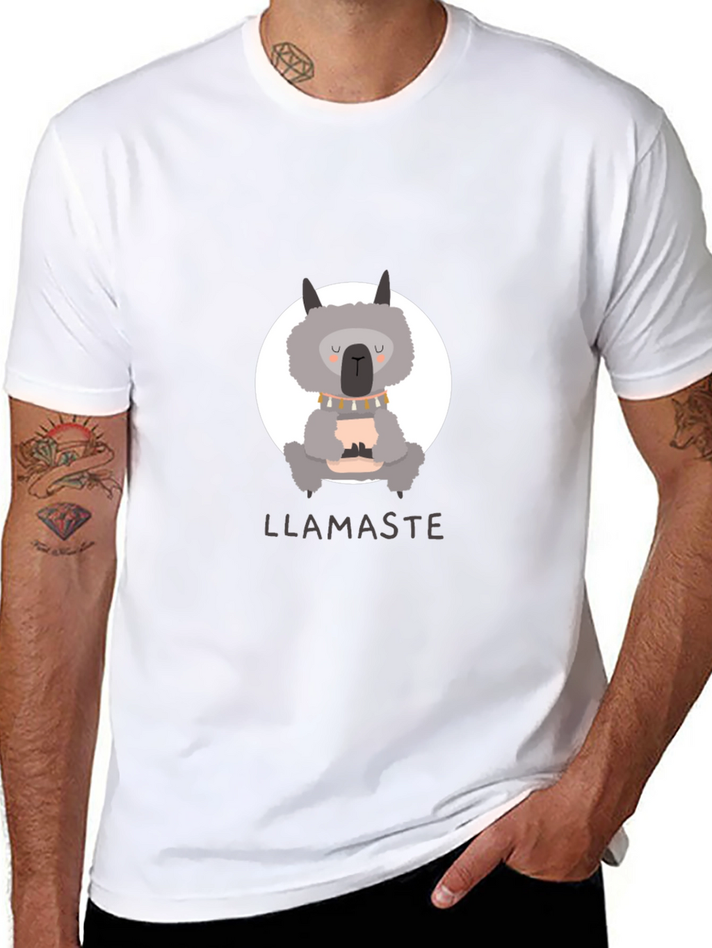 Llamaste Namaste Llama Yoga Black T-Shirt