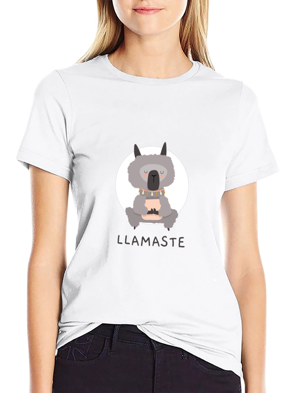 Llamaste Namaste Llama Yoga Black T-Shirt