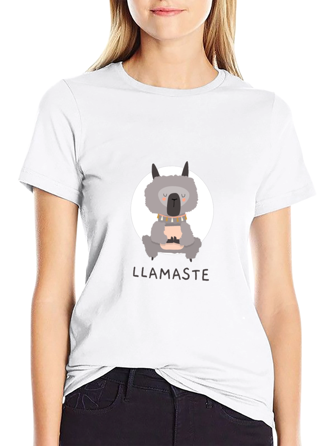 Llamaste Namaste Llama Yoga Black T-Shirt