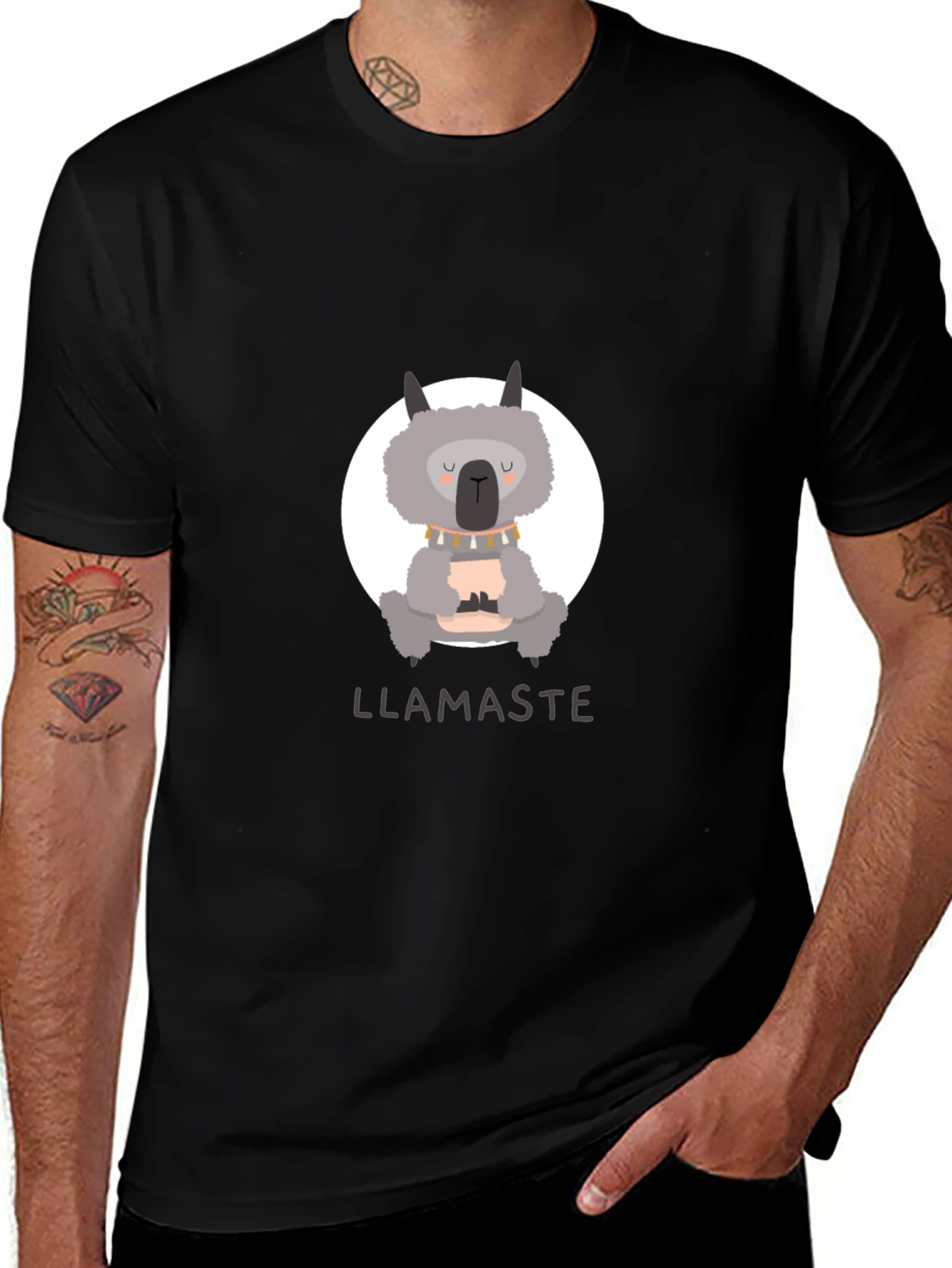 Llamaste Namaste Llama Yoga Black T-Shirt