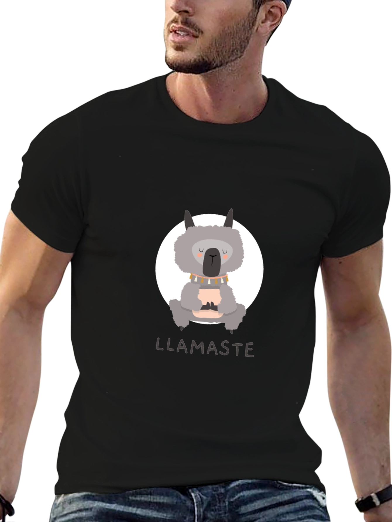 Llamaste Namaste Llama Yoga Black T-Shirt