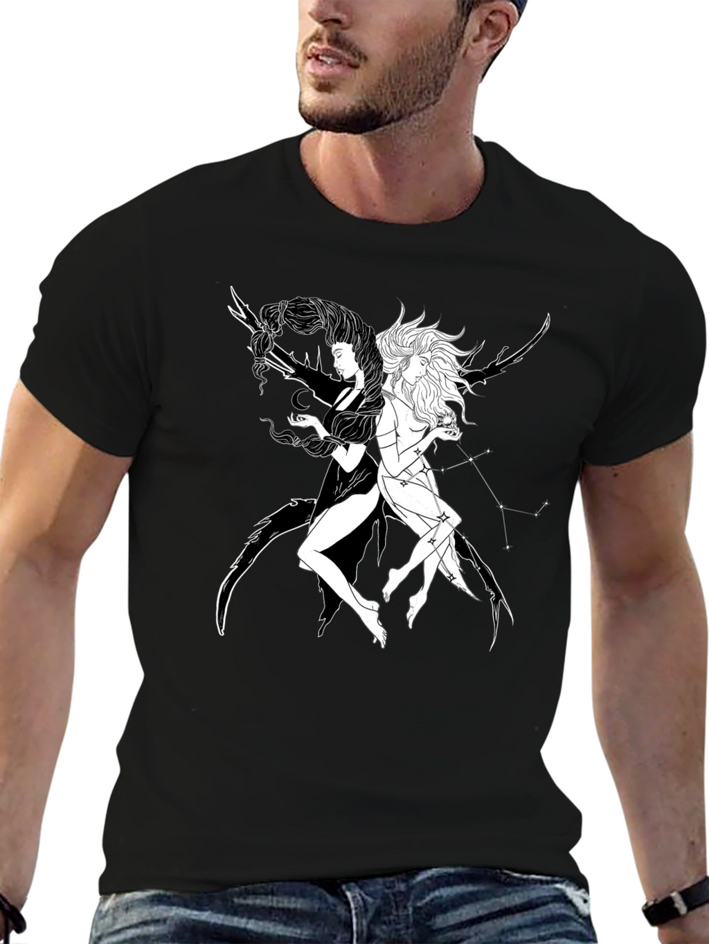 Yin Yang Celestial T-Shirt - Black