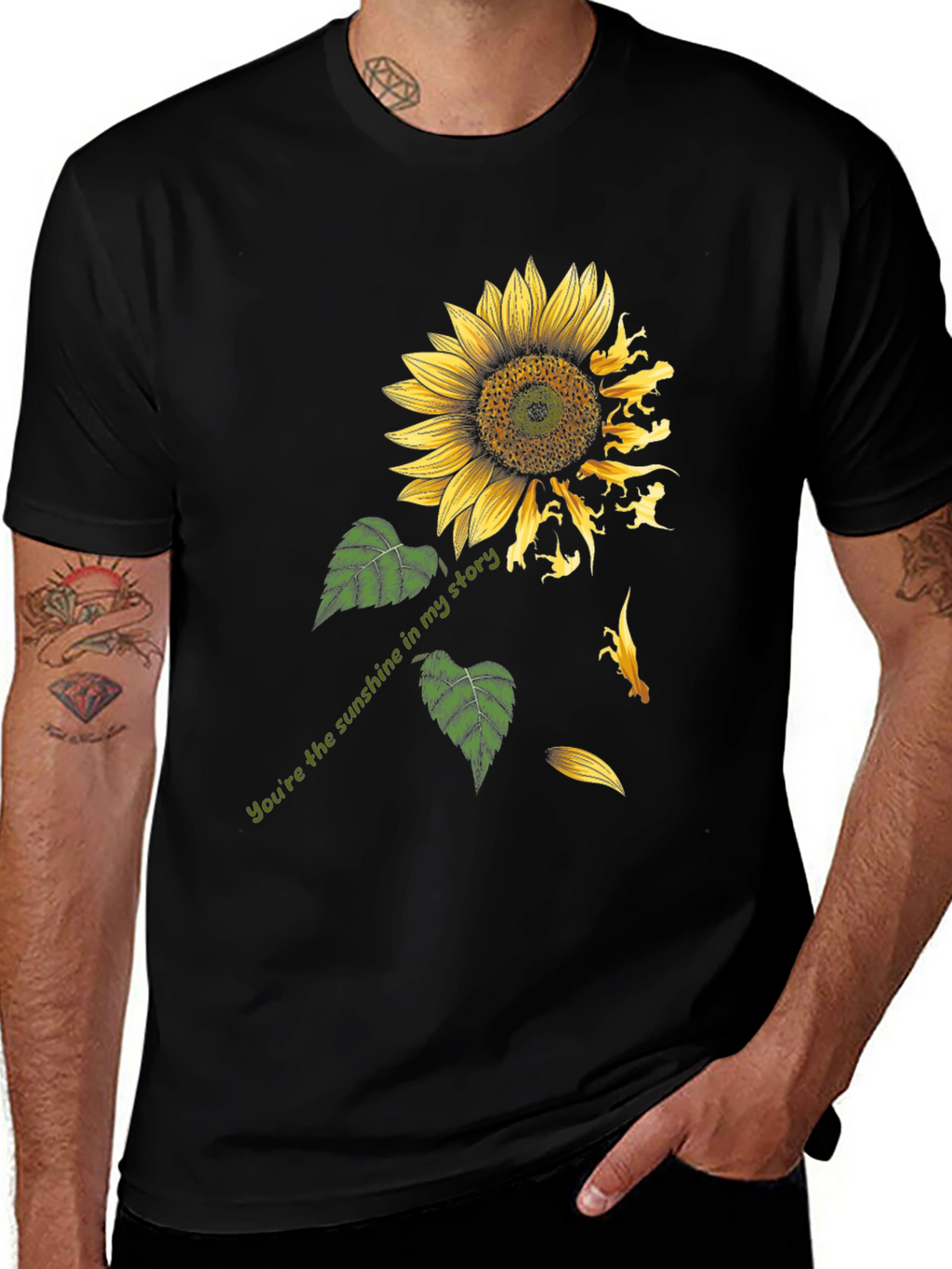 Sunflower Dinosaur Graphic Print Tee - Black