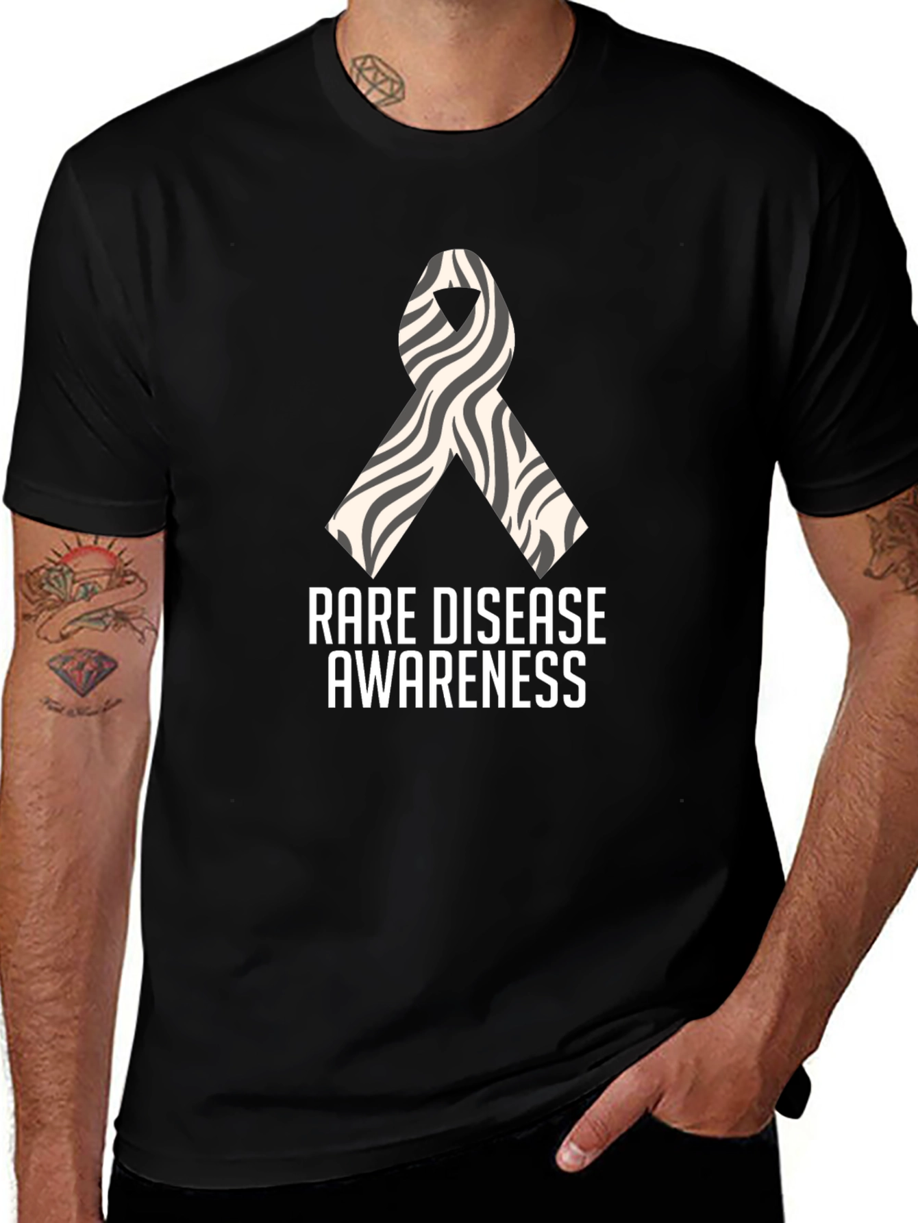 Rare Disease Awareness Zebra Ribbon T-Shirt