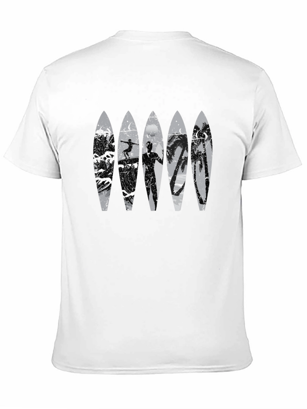 Surfboard Beach Scene Graphic Tee