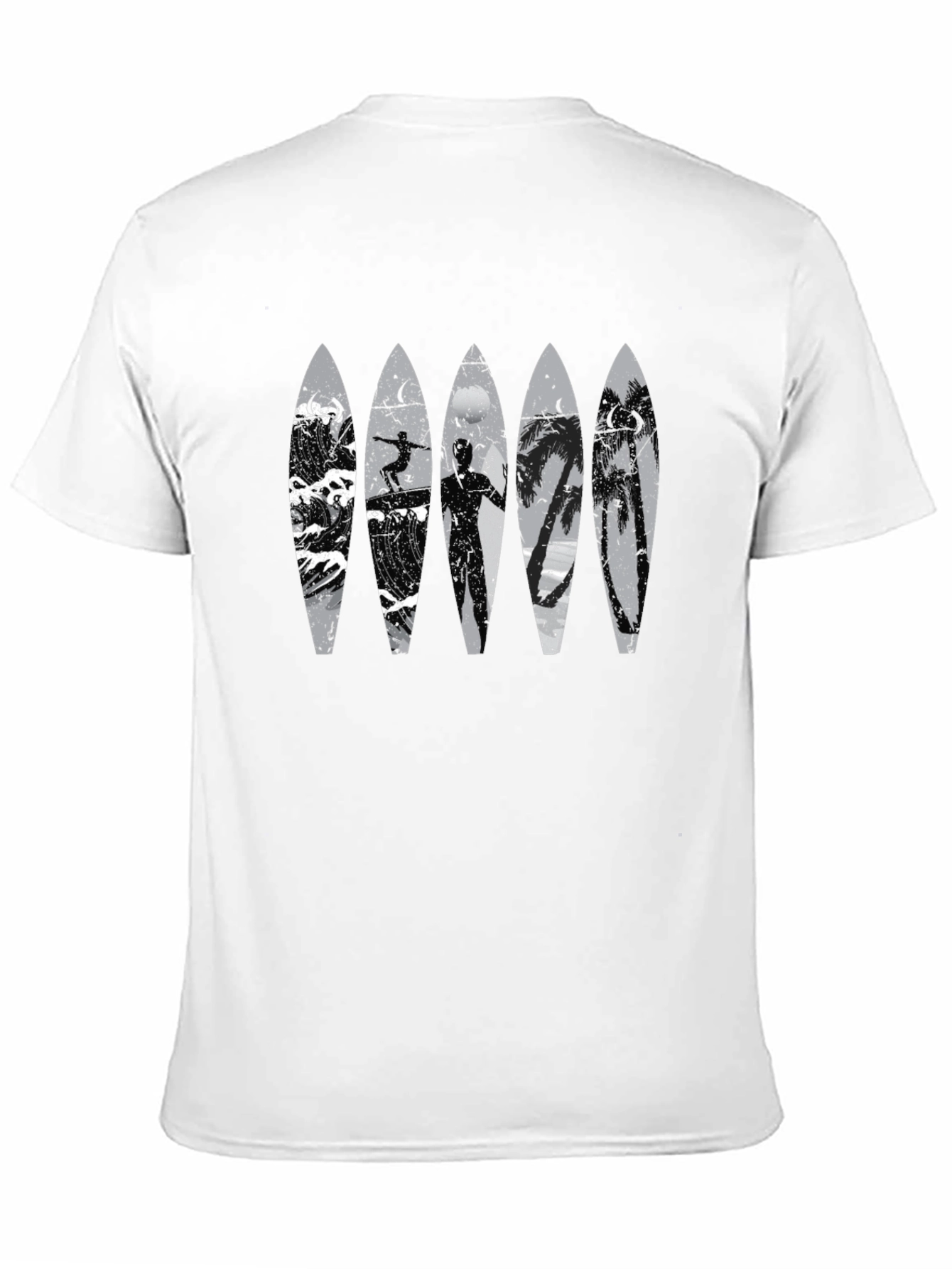 Surfboard Beach Scene Graphic Tee