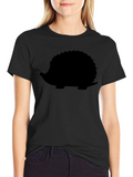 Black Hedgehog Graphic Tee - Quirky Casual Style