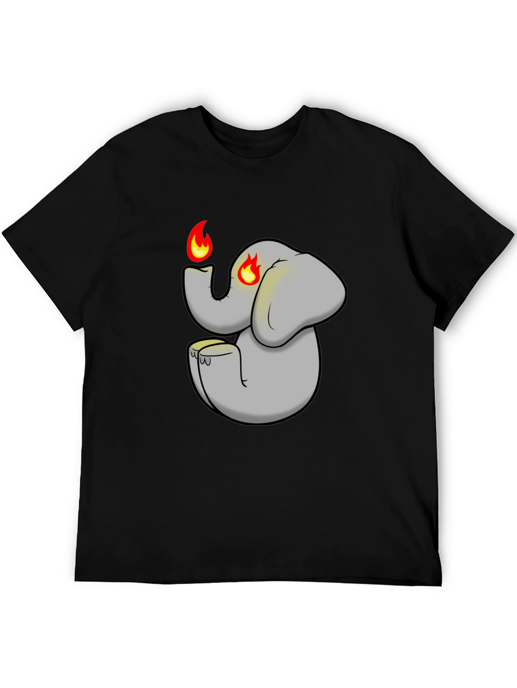 Fiery Elephant Graphic Tee - Black Cotton Blend
