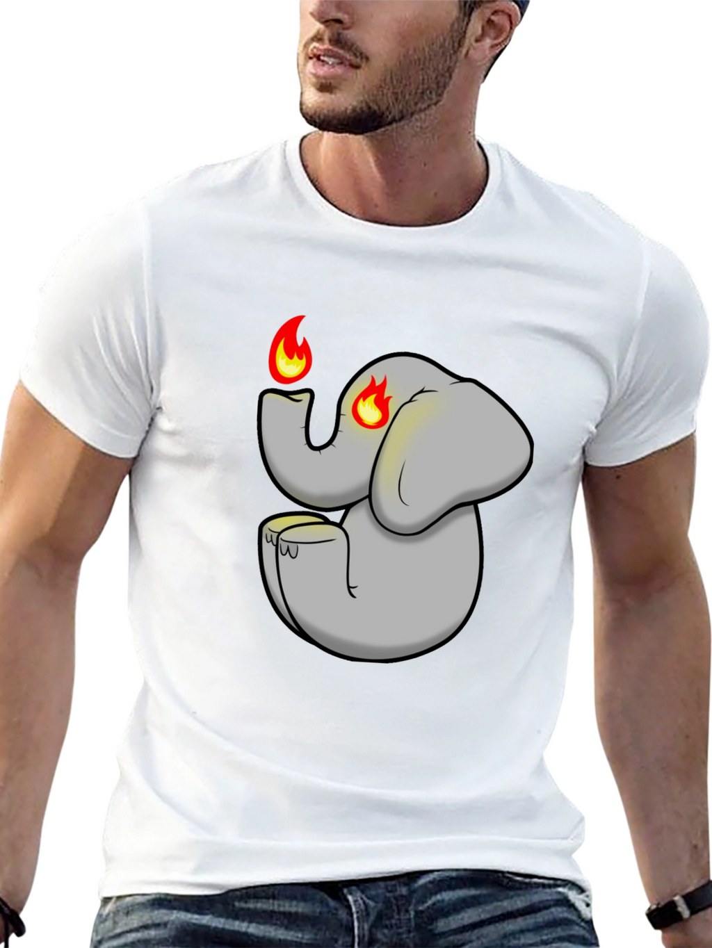 Fiery Elephant Graphic Tee - Black Cotton Blend