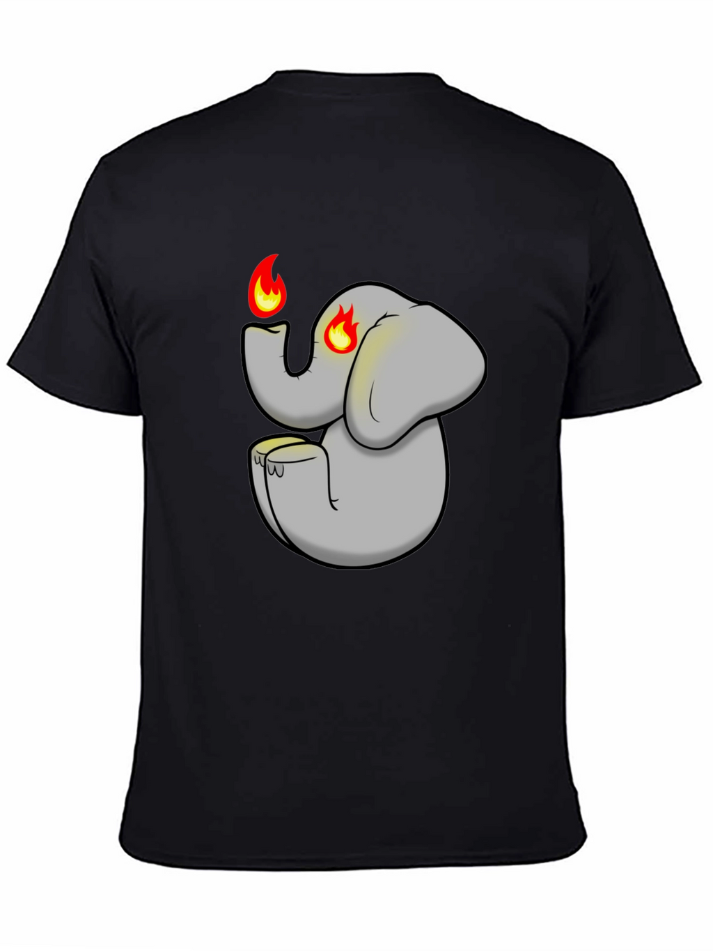 Fiery Elephant Graphic Tee - Black Cotton Blend