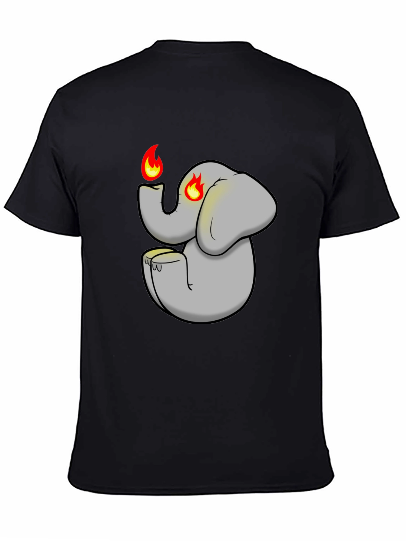 Fiery Elephant Graphic Tee - Black Cotton Blend