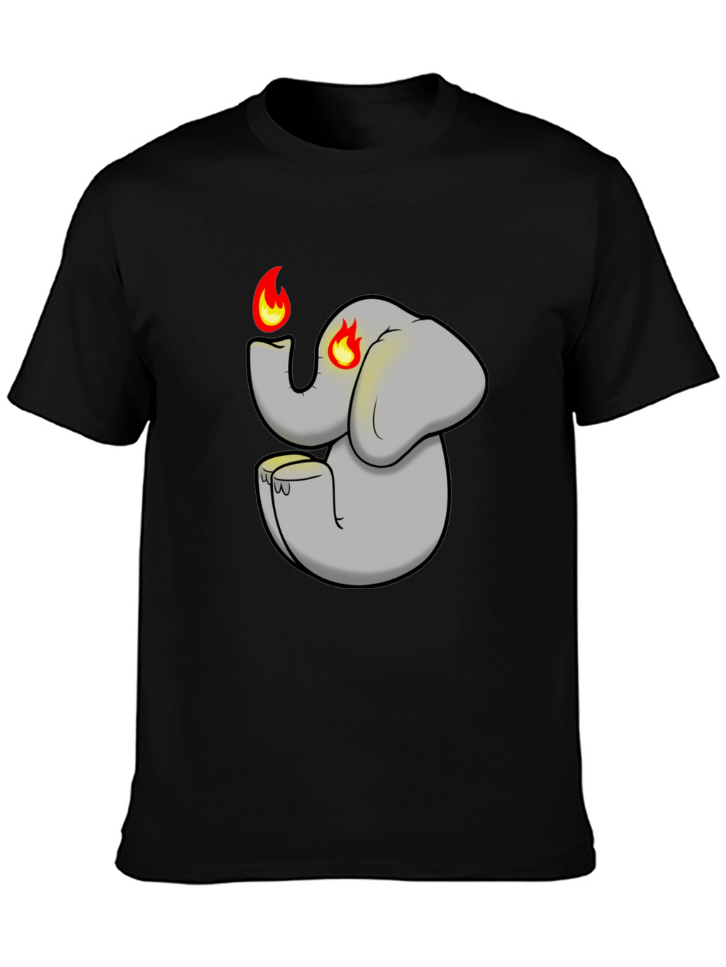 Fiery Elephant Graphic Tee - Black Cotton Blend