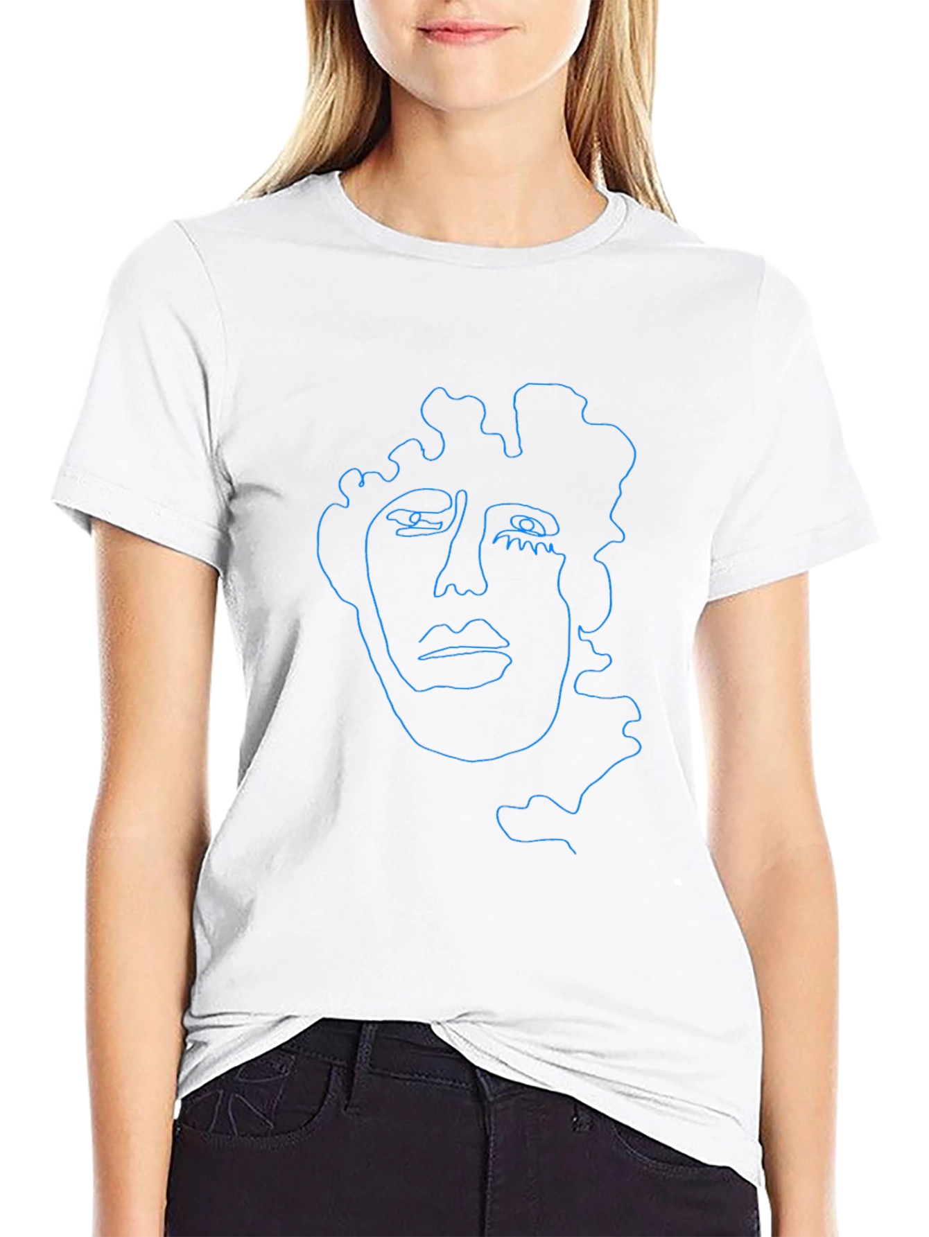 Abstract Face Line Art Graphic T-Shirt