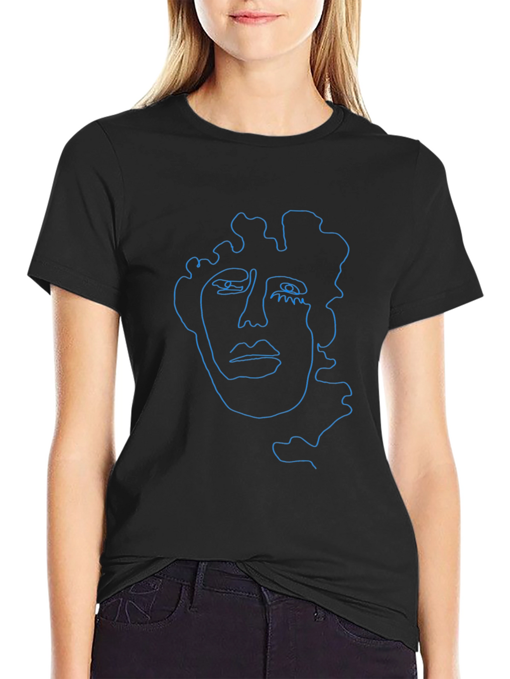 Abstract Face Line Art Graphic T-Shirt