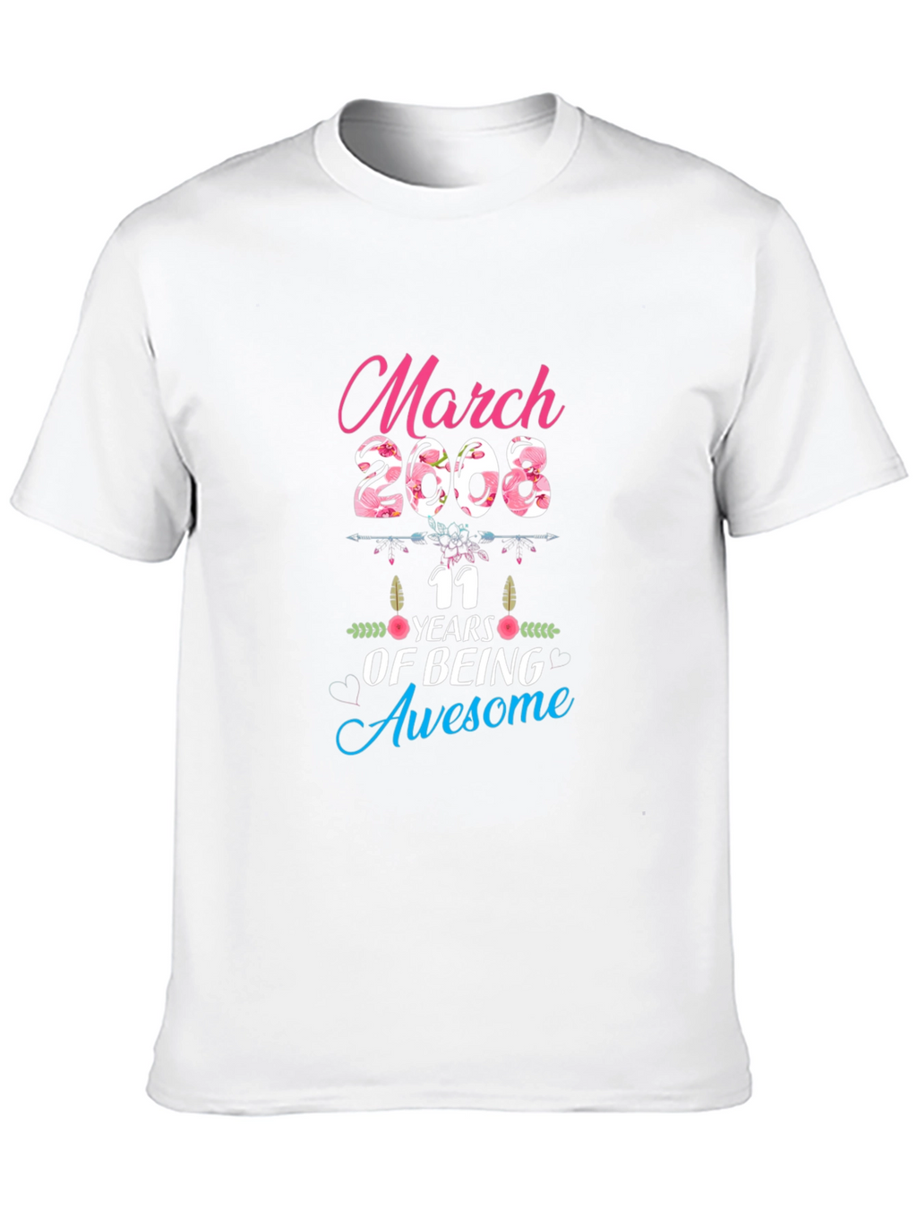 March 2008 11 Years of Being Awesome Black T-Shirt