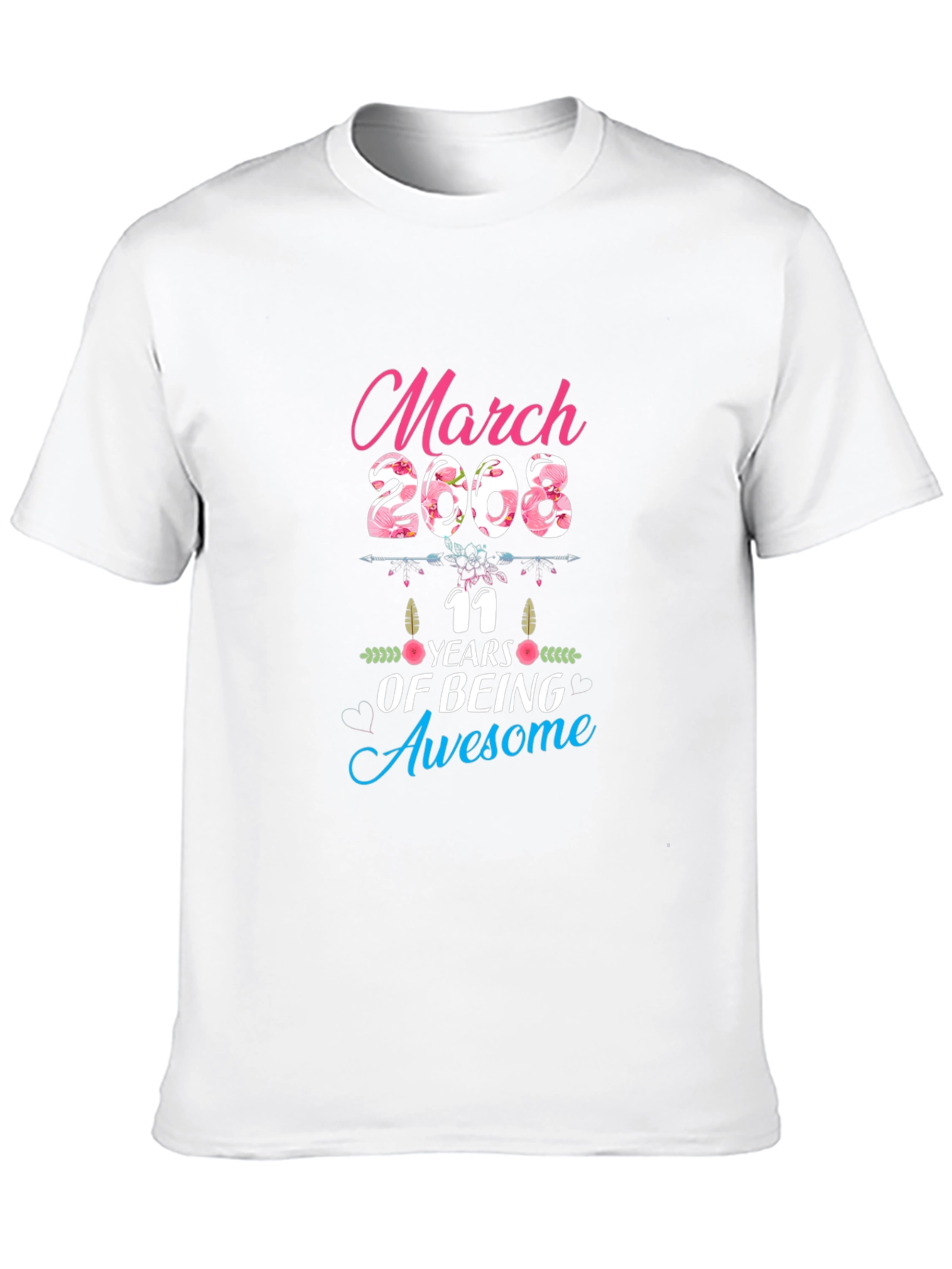 March 2008 11 Years of Being Awesome Black T-Shirt