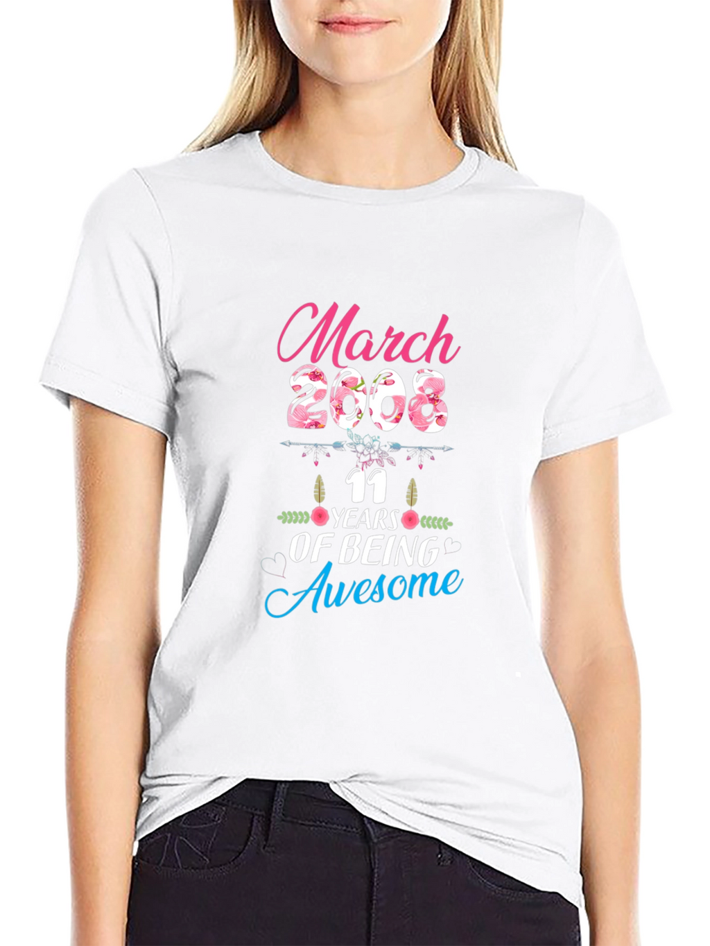March 2008 11 Years of Being Awesome Black T-Shirt