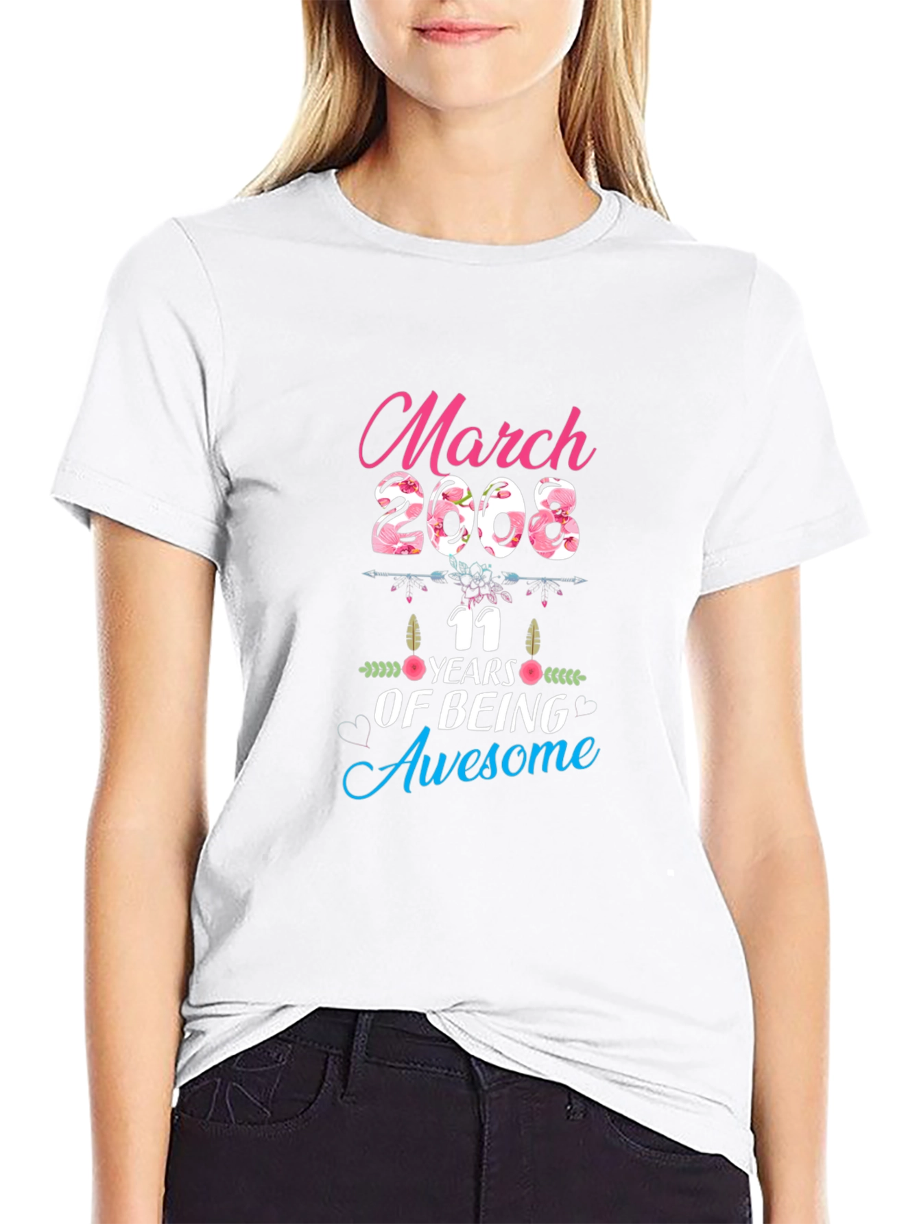 March 2008 11 Years of Being Awesome Black T-Shirt