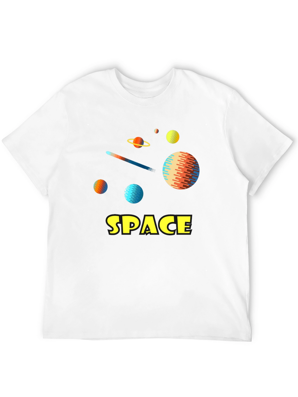 Space Planets Graphic Tee - Black Cotton T-Shirt