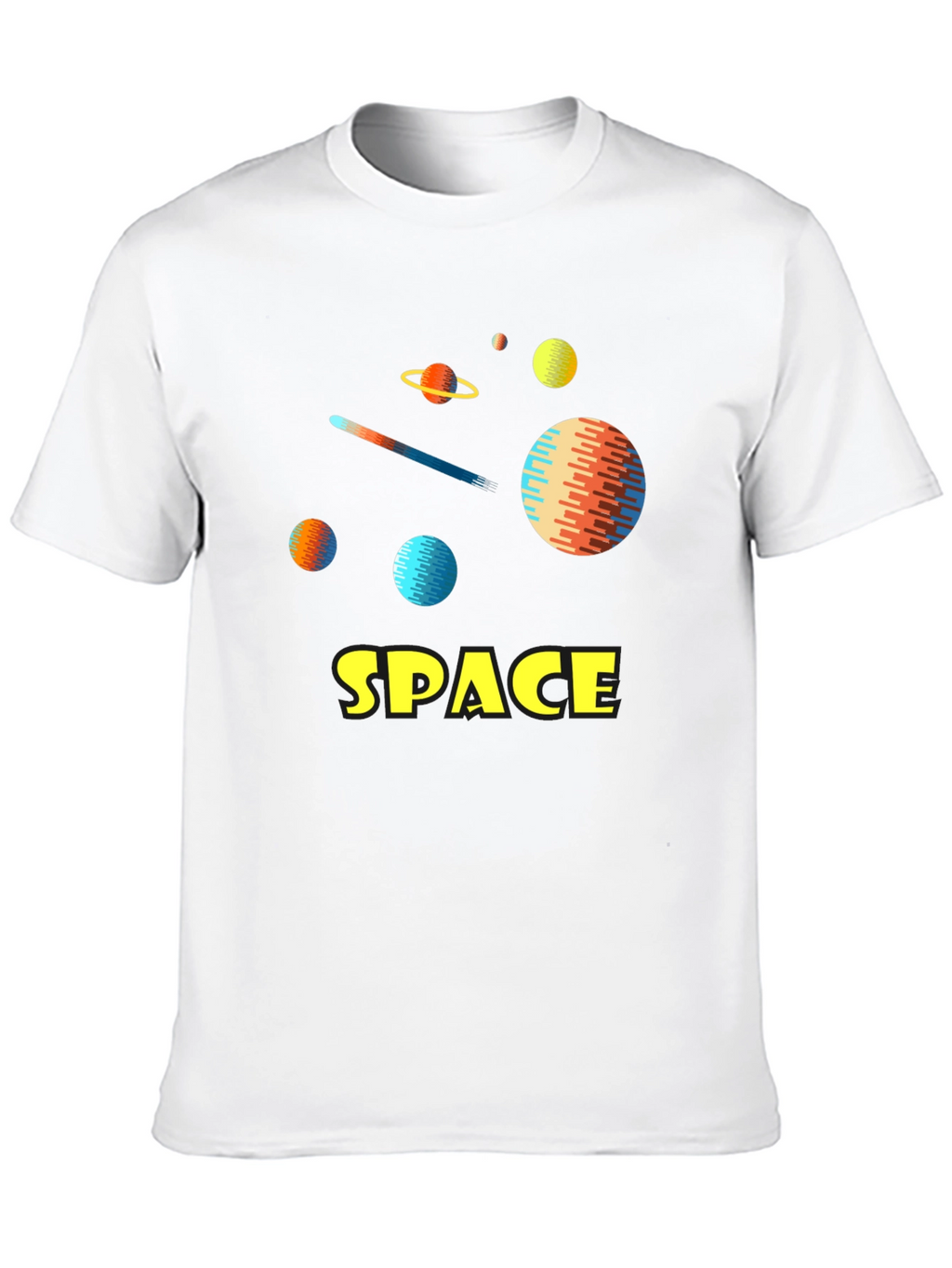 Space Planets Graphic Tee - Black Cotton T-Shirt