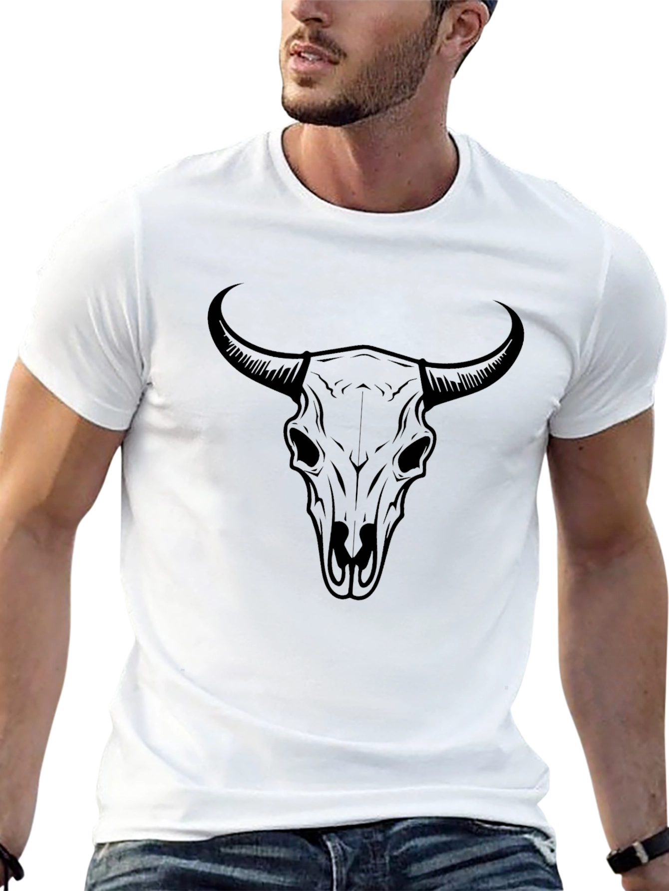 Black Bull Skull Graphic Tee